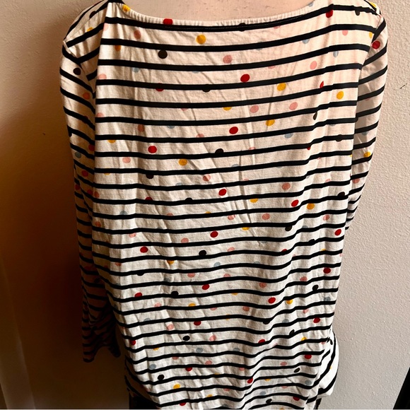 Boden White Striped Long Sleeve Tee with Multicolor Polka Dots Sz 18 - Picture 4 of 5